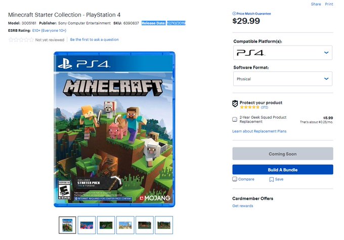 Minecraft PS4 Bedrock Official Disc Copy Details